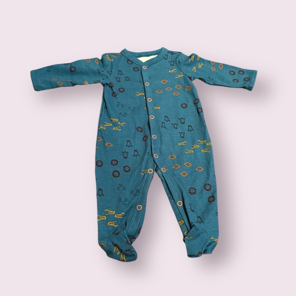 NWOT Baby Carter's Teal Animal Patterned One Piece Footies Size 3 Months
